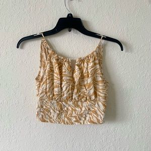 Beige/Yellow print Crop Top